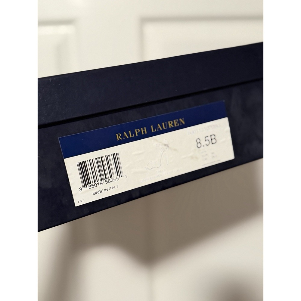 Ralph Lauren Collection Purple Label Timila Leather Sandals Chunky Heels Brown - Picture 7 of 10